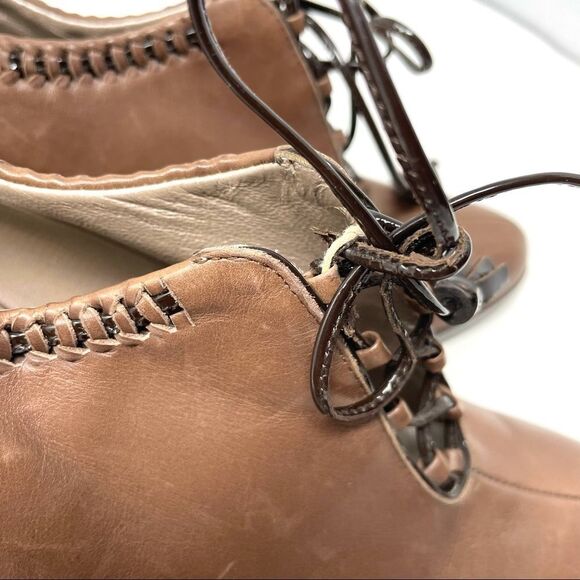 SALVATORE Ferregamo Brown Leather Lace Up Shoe Boots Size 6 C (Narrow) - Picture 11 of 14